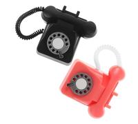 YARNOW 2Pcs Vintage Miniature Rotary Telephone Dollhouse Decoration Realistic Retro Phone Models Red Black Detailed Craftsmanship for Dollhouse Furniture Photography Props Collectible
