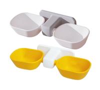 YARNOW 2pcs Wall-mounted Feeding Bowl Cat Double Food Bowl Plastic Material with Sticker Unique Bright Design Reducing Noise Not Easy to Hide Dirt for Room Decoration