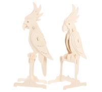 YARNOW 2pcs Wooden Animal Puzzle for DIY Jigsaw Plaything Fun Parrot Design Educational for Mental Creativity Parent Interaction