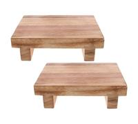 YARNOW 2pcs Wooden Bedside Step Stool for Seniors with Smooth Wood and Ergonomic Support, Rectangular Footstool for Bedroom and Bathroom Use, Rustic Style with Smooth Finish