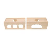 YARNOW 2Pcs Wooden Hamster Tunnel and Platform Set for Small Animals - Multi-Chamber Exploring Hideout for Hamsters, Gerbils, Guinea Pigs and Rabbits