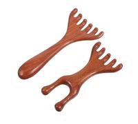 YARNOW 2pcs Wooden Multi-Function Scalp Massage Comb Five and Six-Claw Deer Antler Design for Deep Relaxation Boost Facial Gua Sha Neck Meridian Therapy Tool
