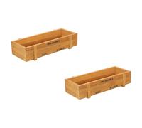 YARNOW 2pcs Wooden Plant Container Box for Succulent and Plant, Rectangular Wood Flower Planter with Simple Elegant Design, Multi-functional Wooden Garden Planter for Balcony and Desk