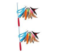 YARNOW 2sets Cat Teaser Replaceable Interactive Indoor Cat Toy for Engaging Plume Design for Kittens and Red Handle Rod