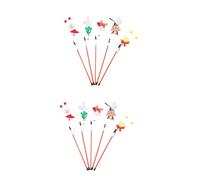 YARNOW 2sets Cat Teasing Sticks Kitten Accessories Christmas Design Toys Pet Supplies for Cats 5pcs*2
