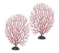YARNOW 2sets Fish Tank Landscaping Iron Tree Coral Viewer Fish Tank Floating Plants Stand Coral Fan Small Fish Tank Ornaments Sea Fan Coral Vase Aquatic Fish Tank Fan Fish Tanks Red 2pcs*2