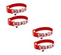 YARNOW 2sets Santa Claus Collars for Christmas Pet Dog and Cat Jewelry Quick-release Buckle 100% Christmas Theme Collar 2pcs*2
