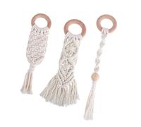 YARNOW 3 Pcs Baby Teething Toys Macrame Handmade Cotton Rope Chewing Stick Portable Infant Soothing Teether Easy to Grasp