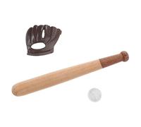 YARNOW 3 Sets Dollhouse Miniature Baseball Bat Glove and Ball Sturdy Mini Sports Accessories for Collectors Realistic Miniature Softball Gear for Dollhouse Decoration and Educational Use