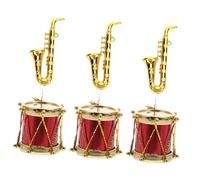 YARNOW 3 Sets Mini Drum Kit and Mini Saxophone for Dollhouse Photo Props Realistic Musical Instruments with Delicate Design Compact Sturdy Miniature Music Models for Micro Landscape Decor