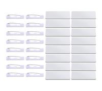 YARNOW 32pcs Blank Name Tags with Pin Backing for Identity Display and Writing Characters, Sublimation Density Board and Metal Material, for Workplace and Playing Games