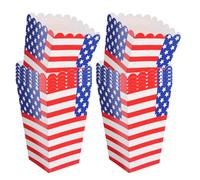 YARNOW 36 Pcs Popcorn Party Favors Boxes Lightweight Paper Popcorn Holder with Vibrant American Flag Theme Patriotic Independence Day Design Easy to Store Usa Themed Decorations