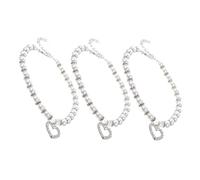 YARNOW 3pcs Adjustable Faux Pearl Beaded Dog Necklace with Rhinestone Heart Charm for Small to Medium Dogs and Cats Party-ready Pet Collars for Weddings and Birthdays