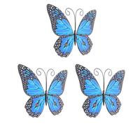 YARNOW 3pcs Blue Iron Butterfly Wall Sculpture with Versatile Styling and Easy Installation, Decorative Wall Hanging for Rooms and Patio, Elegant Design for Indoor and Outdoor Ambience