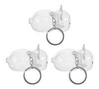 YARNOW 3pcs Bunny Shape Pet Hair Keepsake Keychain Set with Secure Seal and Convenient Portability, Plastic and Metal Capsule for Cat and Pet Hair Storage in Daily Life