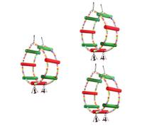 YARNOW 3pcs Colorful Wooden Bird Ferris Wheel Chewing Toy for Parrots and Lovebirds Interactive Pet Toy Bells for Swinging and Playing Birdcage