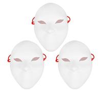 YARNOW 3pcs DIY White Pvc Full Face Masks with Elastic Band Lightweight Blank Masquerade Masks for Costume Supplies and Cosplay Party Decoration