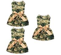 YARNOW 3pcs Elegant Summer Dog Skirt Sleeveless Dress Camouflage Comfortable Pet Wear Bowknot Detail