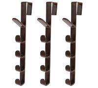 YARNOW 3pcs Five Hook Over Door Coat Hanger ABS Brown Key Ring Organizer | Quick Setup for Renters and Students, Wear-resistant Design, for Dorm Rooms and Kitchens