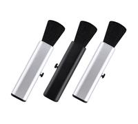 YARNOW 3pcs Guitar Dust Cleaning Brushes Set Telescopic Foldable Handle, Universal for Guitar, Guzheng, Ukulele, Silver and Black, Soft Bristles for Precise Instrument Maintenance