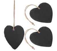 YARNOW 3pcs Heart Shaped Slate Labels Hanging Tags with Jute Rope Decorative Creative Chalkboard Plant Signs for Menu Label and Door Sign
