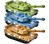 YARNOW 3Pcs Inertia Simulation Tank Models Educational Pull Back Vehicles in Yellow Green Smooth Surface for Hand Eye Coordination and Cognitive Development Desktop Decor