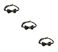 YARNOW 3pcs Lovely Cat Collar Detachable Bow Tie and Bell Comfortable Pet Neck Adornment Gold Leopard Print Double Layer Design for Parties and Everyday Wear