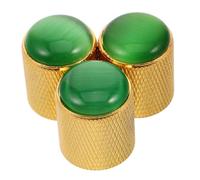 YARNOW 3pcs Metal Guitar Knobs with Green Cat Eye Design Volume and Tone Control Rotary Potentiometer Parts for Electric Guitar Easy Installation for Live Performances and Studio Use