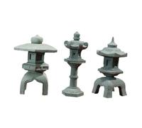YARNOW 3pcs Miniature Japanese Stone Lantern Set, Hexagonal, and Square Mini Pagoda Statues, Sandstone Garden Ornaments for Zen Garden, Bonsai, and Outdoor Landscape Decoration