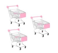 YARNOW 3pcs Miniature Shopping Cart for Pink Doll Accessory for Pretend Play Desktop Decoration Role Playing Fun for Imagination and Cognitive Development