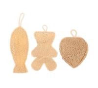 YARNOW 3pcs Natural Loofah Exfoliating Sponge for Shower Use, Bath Loofah Body Scrubber with Hanging Rope, Safe and Effective Dead Skin Removal for Men and Women in Beige