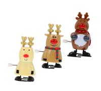 YARNOW 3Pcs Plastic Christmas Wind Up for Funny Walking Santa and Reindeer Clockwork Playthings Compact and Interesting Childrens Gift