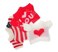 YARNOW 3pcs Plush Bear Sweater Clothes Set for Stuffed Animal Accessories Knitted Bear Costume Outfits White Red Heart Red Love and Flag Sweaters for DIY Doll Dress