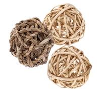 YARNOW 3Pcs Rabbit Grass Balls Chew for Small Animals - Natural Seagrass and Peeled Willow Branch Balls for Bunny, Guinea Pig, Hamster, Chinchilla Teeth Care and Cage Play