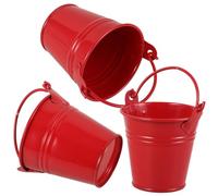 YARNOW 3pcs Red Iron Flower Buckets with Handles Vintage Succulent Planters for Indoor Garden 5 Mouths x 4 Height x 5.5cm Decorative Flower Barrel Containers for Home