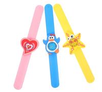 YARNOW 3pcs Silicone Band Cartoon Wrist Watches with Patterns Bright Colors Clear Numerals Teaching for