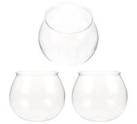 YARNOW 3pcs Small Desktop Fish Bowls, round Unbreakable Mini Aquarium for Goldfish Betta Turtle, Tabletop Micro Landscape Fish Tank for Office and Living Room Decor
