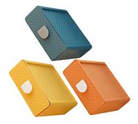 YARNOW 3pcs Tabletop Storage Box Set Drawer-type Plastic Organizer for Office and Student Desks Versatile Desktop Storage in Sunset Orange Mango Yellow and Tranquil Blue