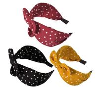 YARNOW 3pcs Wide Knotted Rabbit Ear Headband for Women, Comfortable Cloth Hairband with Adorable Bowknot Design, Non-slip Fashion Hair Hoop Suitable for Christmas and Fancy Ball