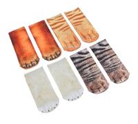 YARNOW 4 Pairs Kids 3d Printed Animal Paws Socks Set, Supple Washable Cosplay Socks for Birthday Party, Children’s Cat Dog Tabby Polar Bear Pattern