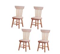YARNOW 4 Pcs Miniature Wooden Chair Figurines Stable Solid Color Dollhouse Furniture Ornaments for DIY Painting Desktop Decor Micro World Supplies