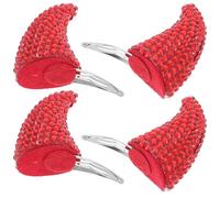 YARNOW 4 Pcs Red Ox Horn Hair Clips for Halloween Party, Easy to Put and Take off Plastic Devil Hairpins, Suitable for Costume Parties and Photography Accessories