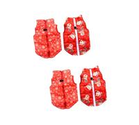 YARNOW 4 pcs Winter Dog Coat Set Soft Polyester Puppy Clothes Warm Outwear for Dogs Red Snowman Snowflake Design