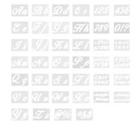 YARNOW 40pcs Stencils Painting Template Set with Alphabet Letter Shapes, Lightweight Pet Material, for Bookmarks and Planners, Beige Colour, Pattern Recognition Design