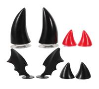 YARNOW 4pair Motorcycle Helmet Horn Decor with Bat Wings Cat Ears Devil Horns Lightweight Adhesive Helmet Accessories for Bicycle Scooter Snowboard Stylish
