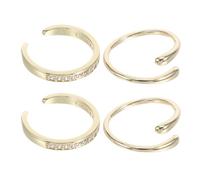 YARNOW 4pcs Adjustable Open Band Toe Rings for Women Rhinestone and Polished Waterdrop Design, Boho Beach Foot Jewelry Set for Summer Vacation and Casual Wear