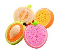 YARNOW 4pcs Cartoon Fruit Sponge for Bath, Children Baby Bath Scrubber with Soft Texture, Toddler Bathing Sponge for Shower and Party Use (Random)