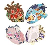 YARNOW 4pcs Creative Heart Alloy Brooch Pins Set with Assorted Colours, Decorative Clothing Brooch for Jackets and Backpacks, Adding A Vibrant and Playful Touch