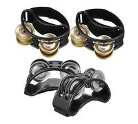 YARNOW 4pcs Double Row Foot Shaker Percussion with Metal Jingle Bells Ergonomic Foot Tambourine for Music Performance Classroom Teaching Live Shows and Party Drum Accessories