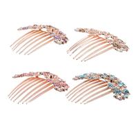 YARNOW 4pcs Elegant Zinc Alloy Hair Combs for Women with Secure Hold and Versatile Use, Fashionable Rhinestone Flower Side Comb Accessory for Occasions and Daily Wear